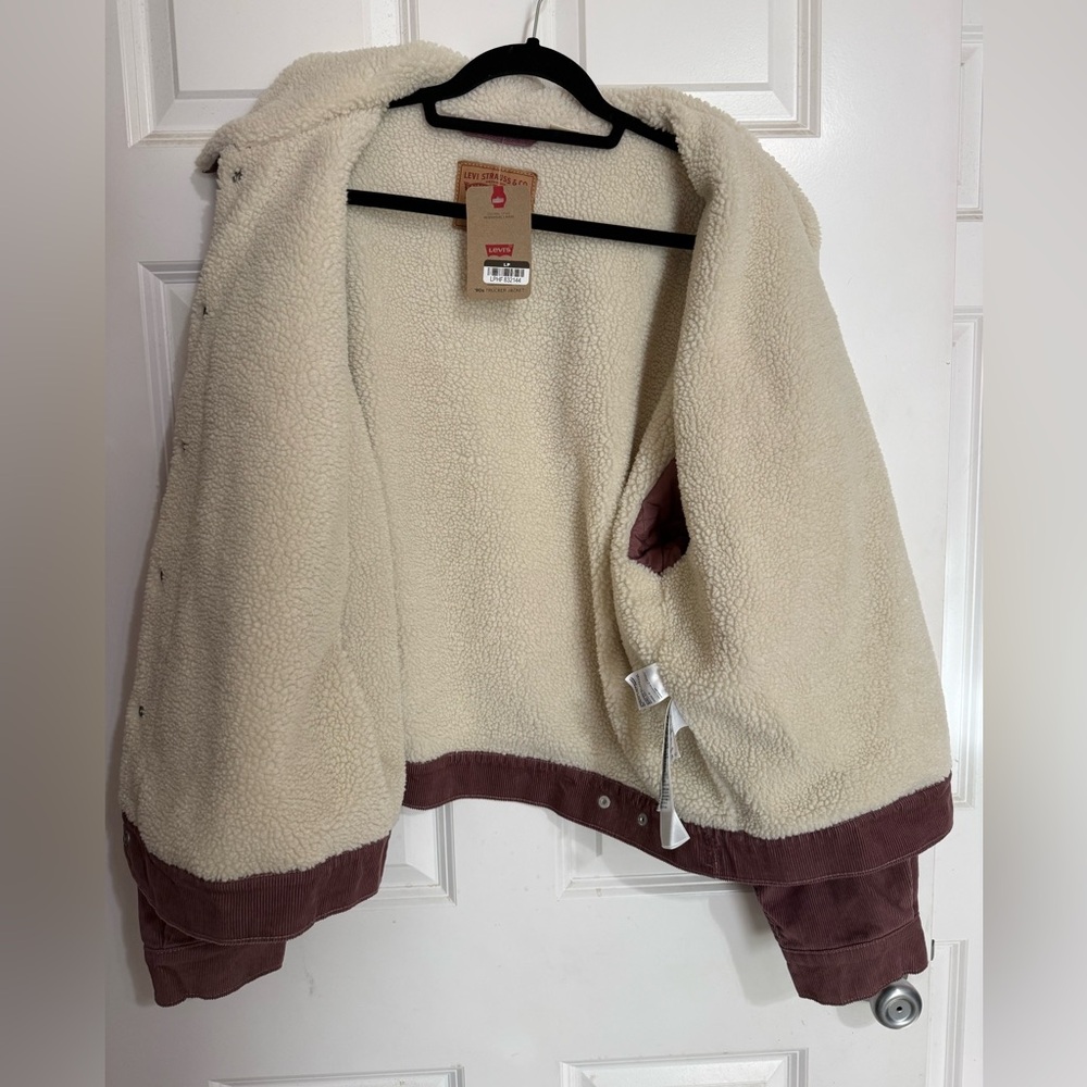 NWT Levi’s Faux Shearling 90’s Trucker Jacket – Rose Taupe – XL - Picture 9 of 15